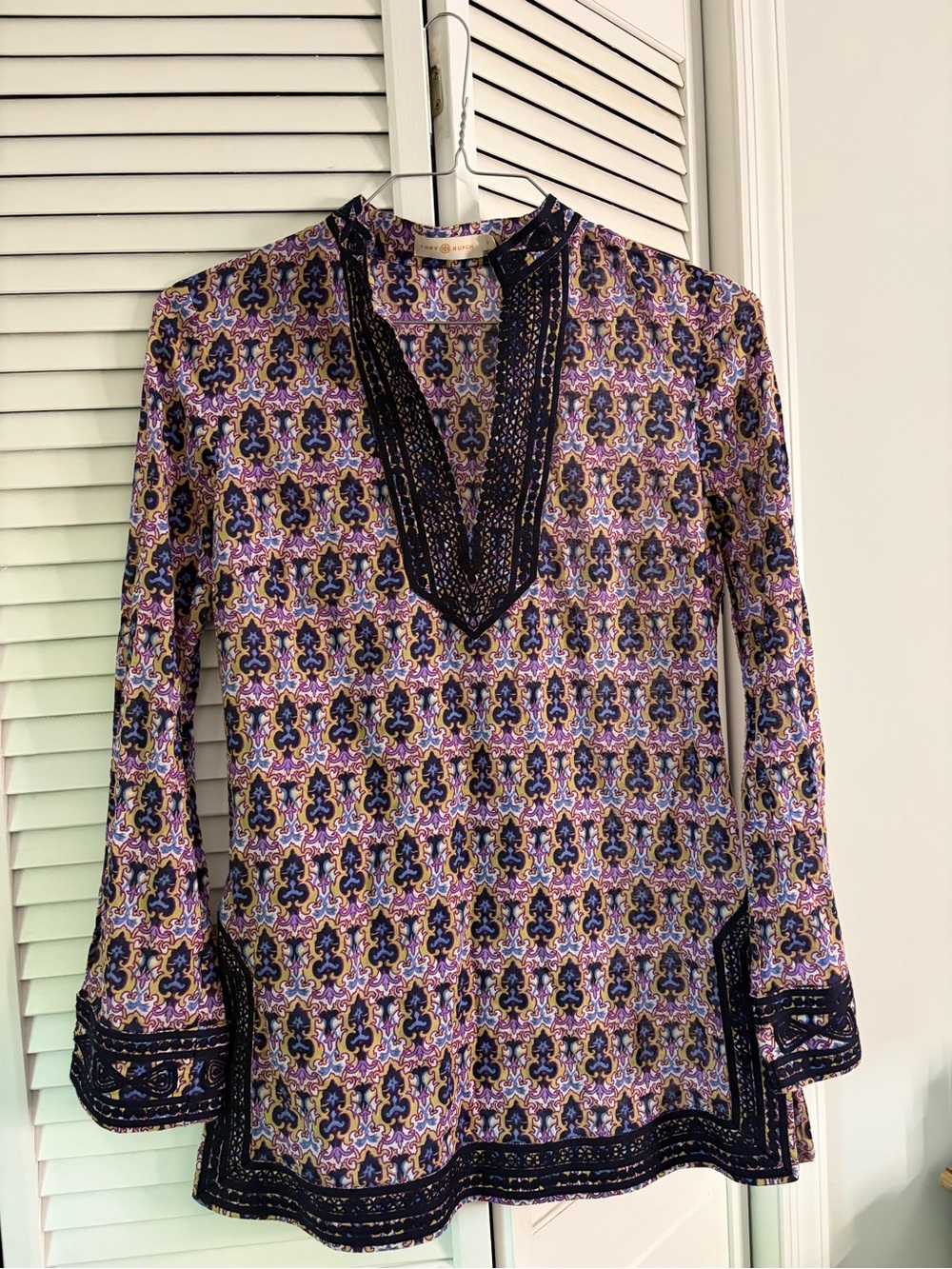 Tory Burch Long Sleeve Tunic Top - Purple